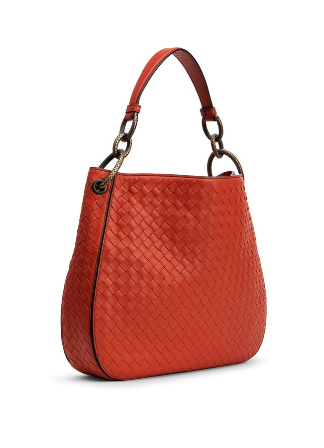 ⁠Bolsa Bottega Veneta Intrecciato Vermelha