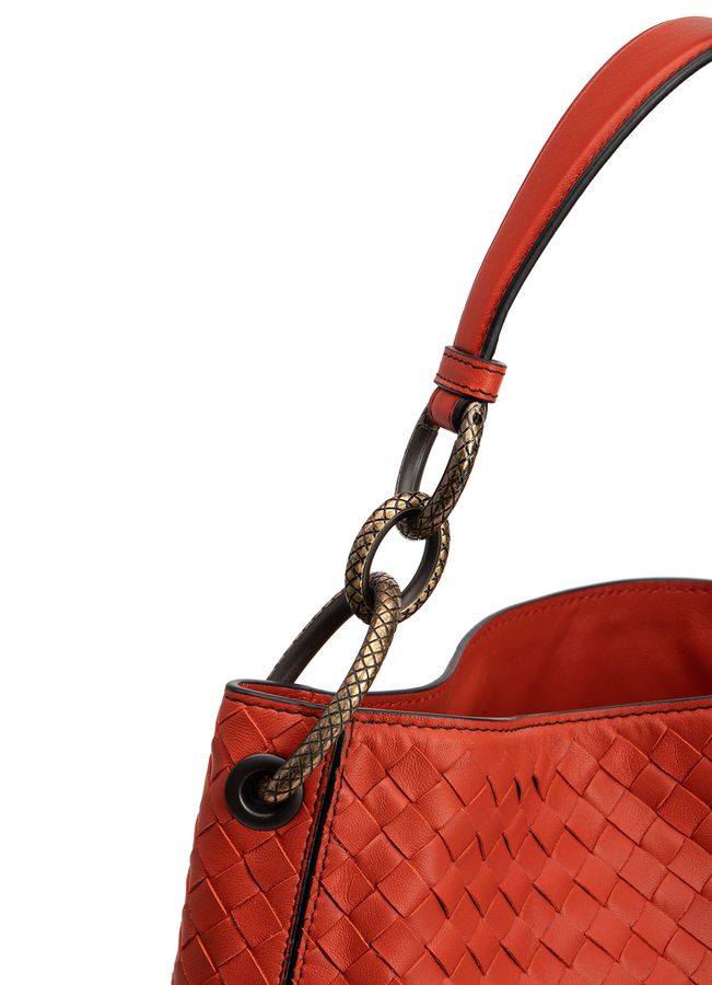 ⁠Bolsa Bottega Veneta Intrecciato Vermelha