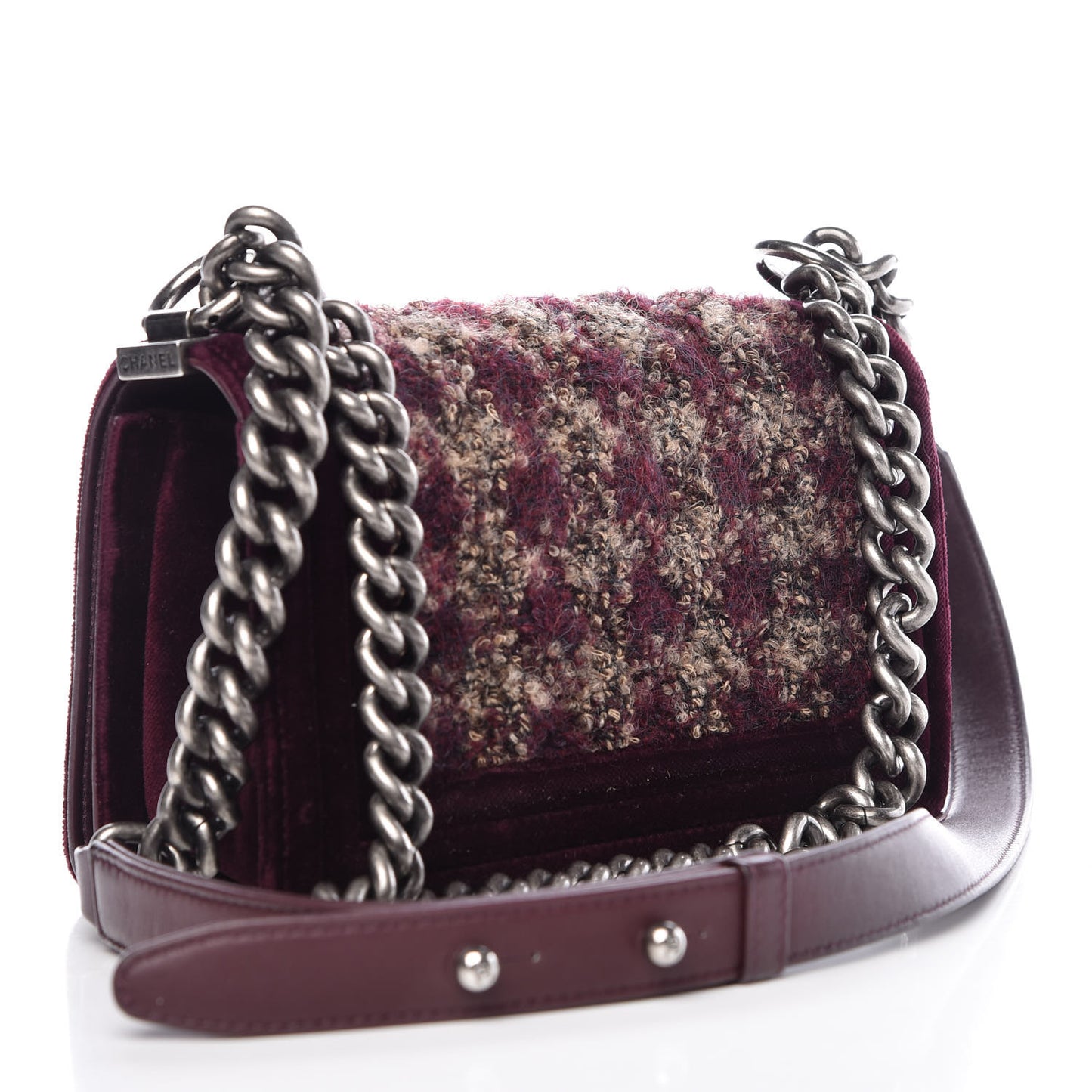 Bolsa Chanel Boy Tweed Vinho