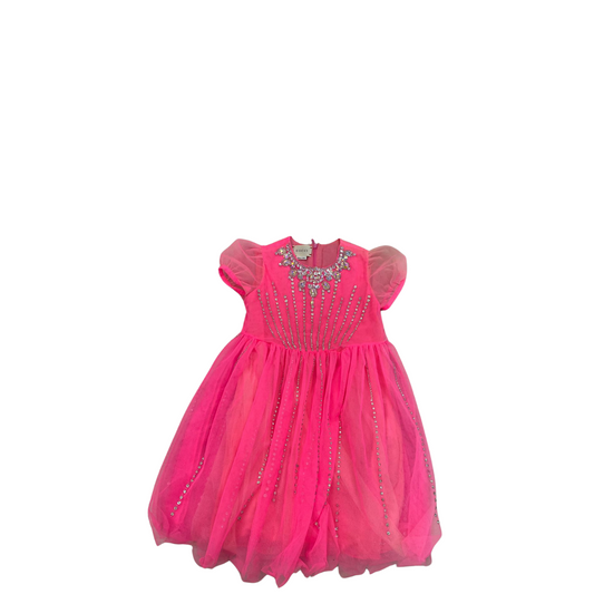Vestido Gucci Infantil Rosa Neon Bordado TAM. 2 BR