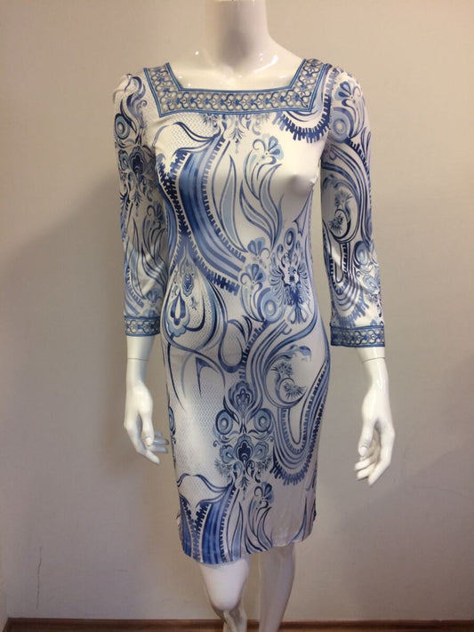 Vestido Emilio Pucco branco com azul