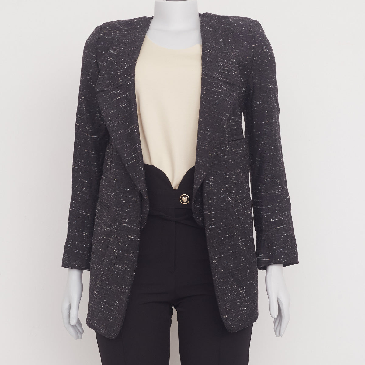 Blazer Chloé Cinza com Detalhes Brancos