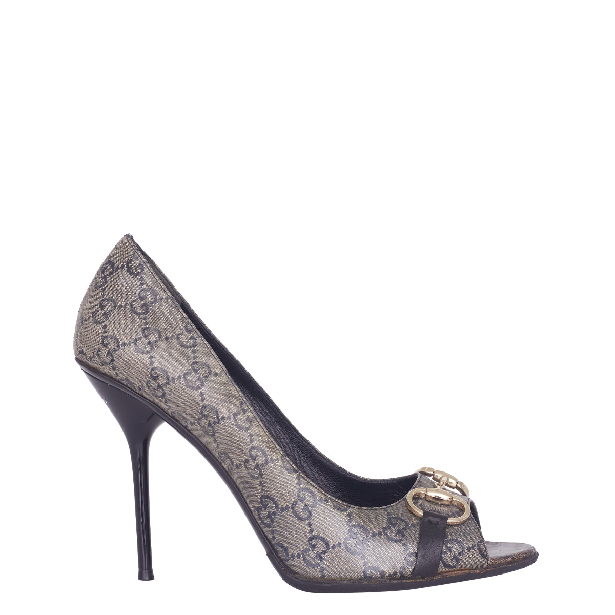 Peep Toe Gucci Monograma Verde Musgo Tam. 39,5 Br