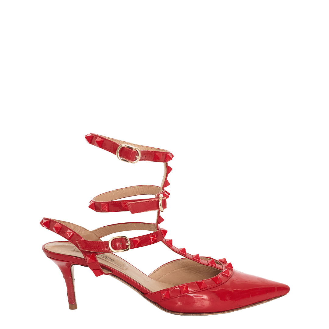 Sapato Valentino Rockstud Couro Vermelho Tam. 34,5