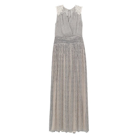 Vestido Chloé Longo Cinza e Branco Tam. 36