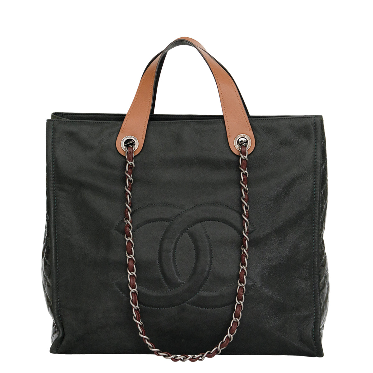 Bolsa Chanel Couro Verde Escuro Grande