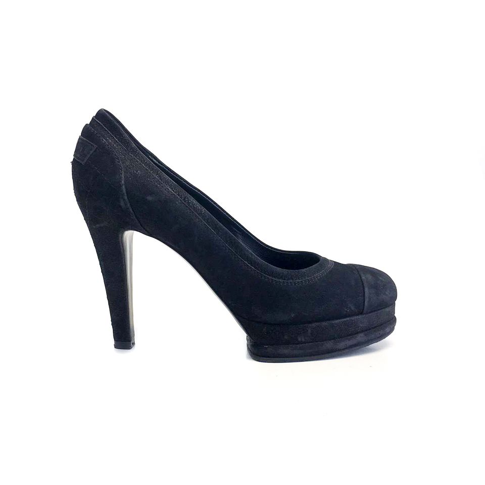 Sapato Chanel Preto Camurça Tam. 38,5