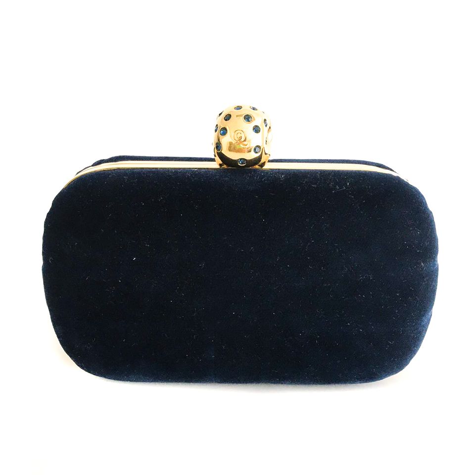 Clutch Alexander McQueen Veludo Azul Marinho