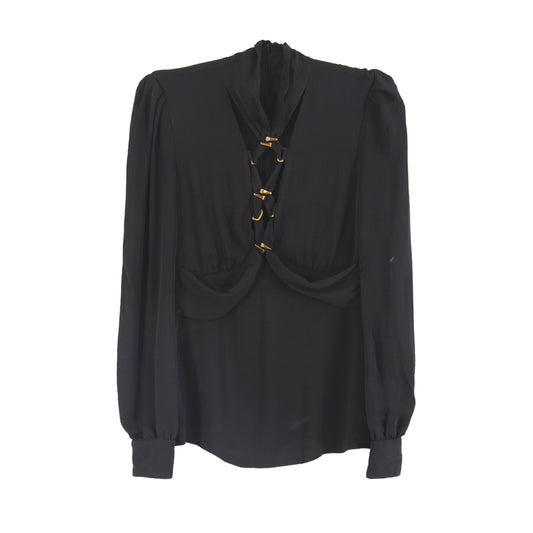 Blusa Gucci Preto e Dourado Tam. 40