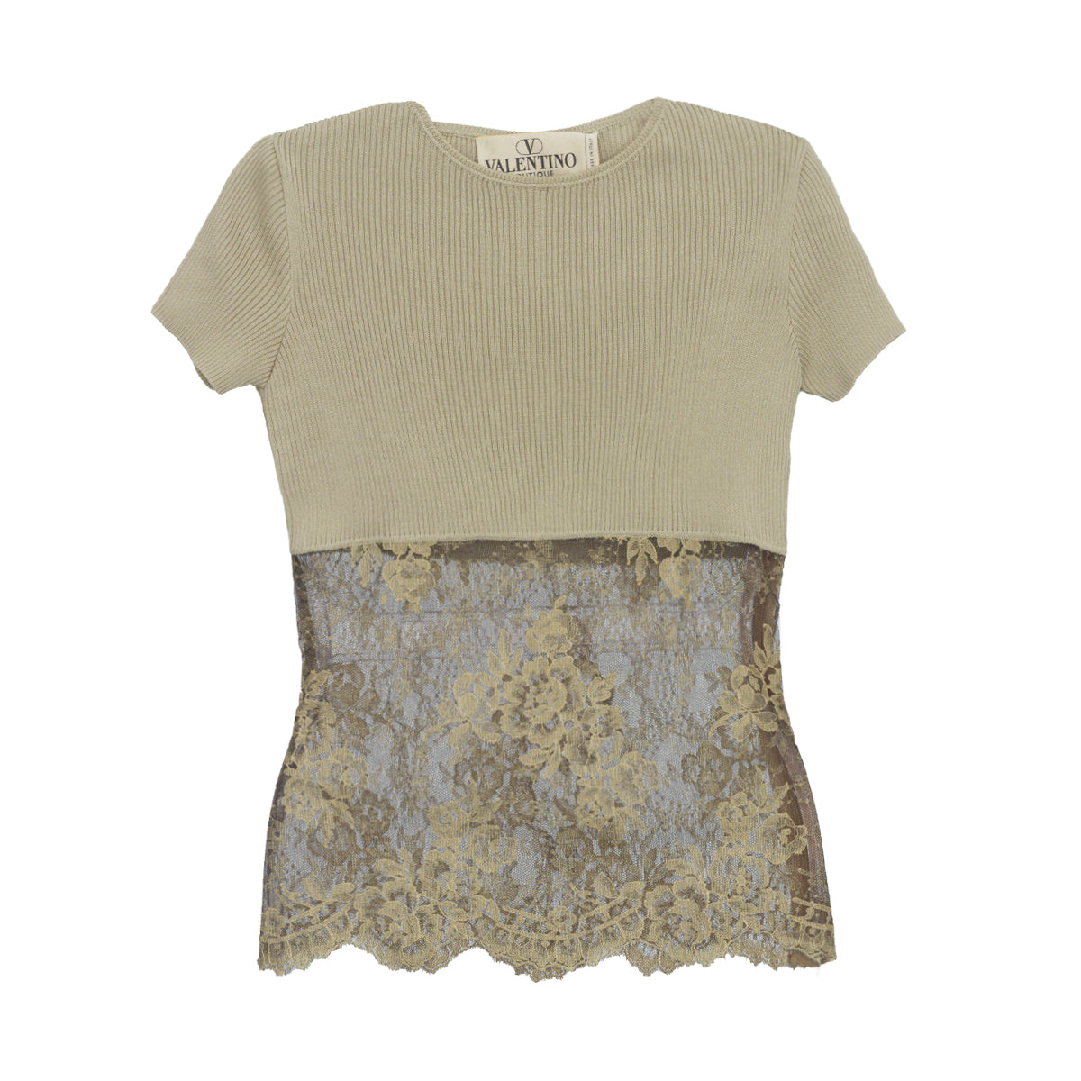 Blusa Valentino Tricot Bronze Renda Tam. 4