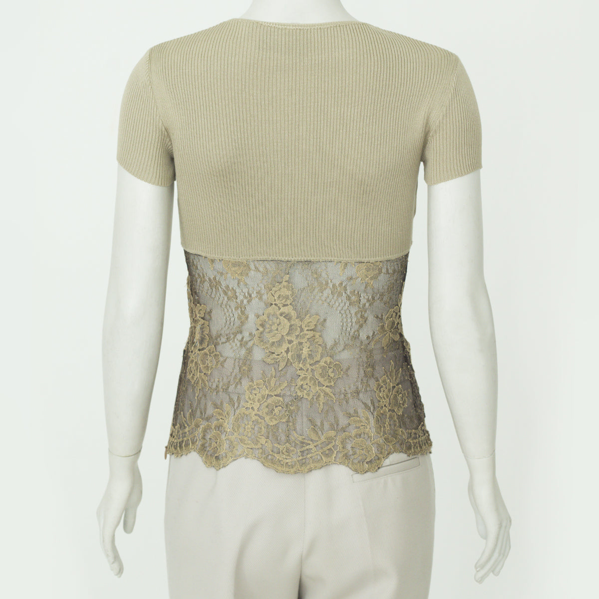 Blusa Valentino Tricot Bronze Renda Tam. 4