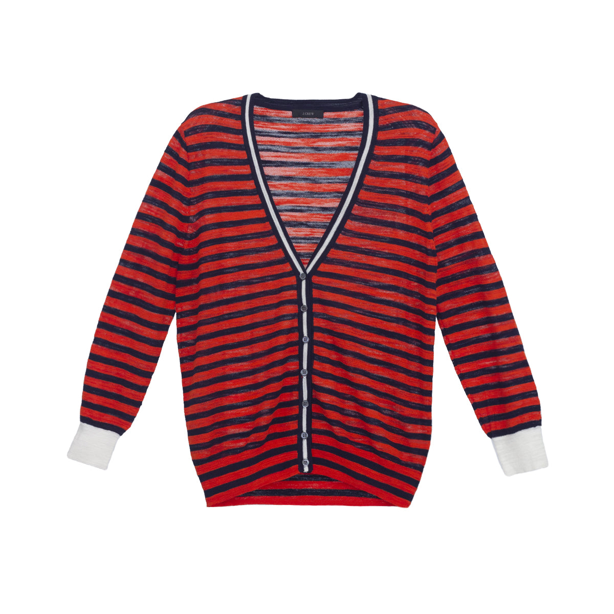 Casaquinho Tricot J Crew Vermelho e Azul Listrado Tam. M