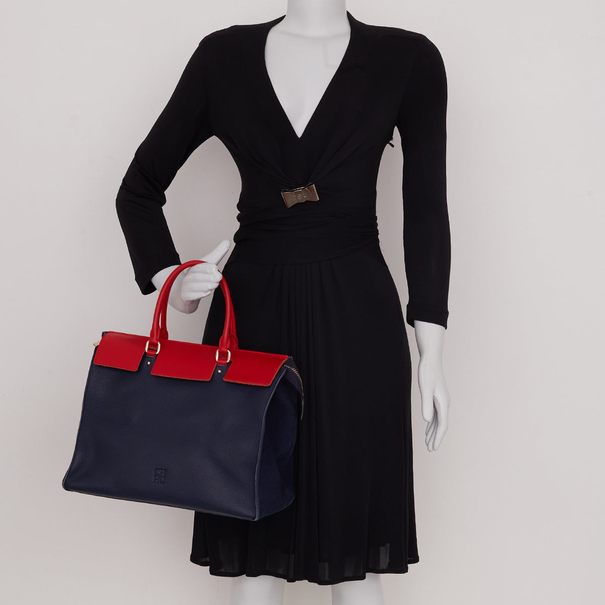 Bolsa Carolina Herrera Azul com Vermelho