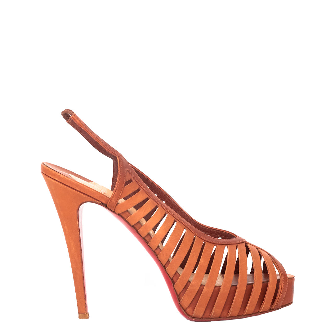 Peep Toe Christian Louboutin Caramelo Tam.39