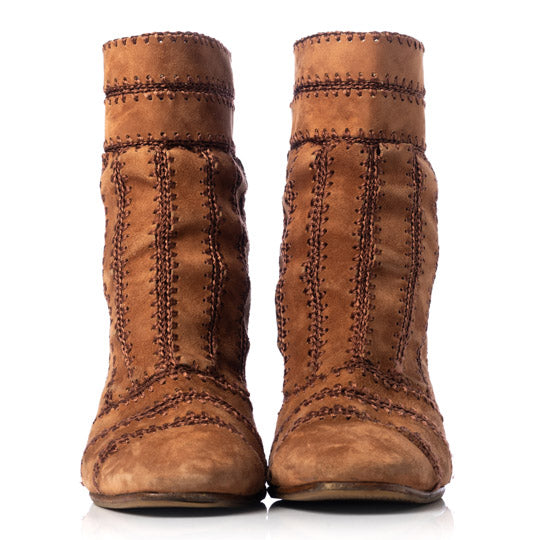 Bota Alexandre Birman em Veludo Caramelo c/ Bordados Tam.39,5