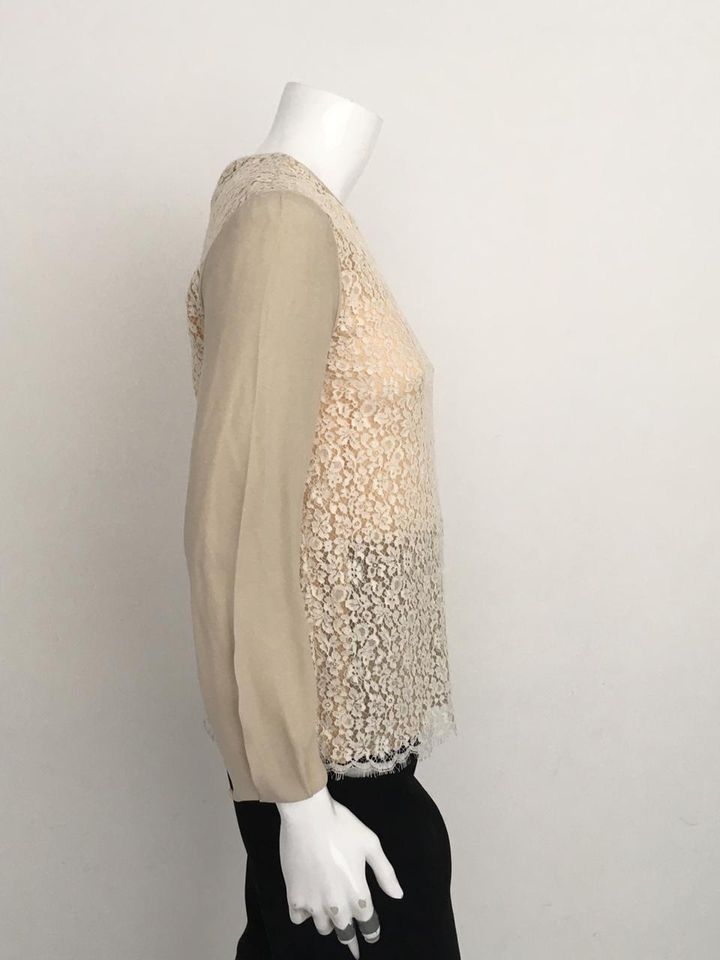 Blusa Chloe Bege com Renda Tam. 38