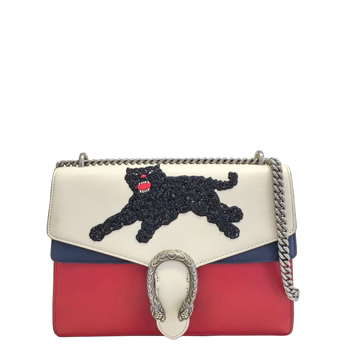 Bolsa Gucci Dionysus Embroidered Vermelha e Off White Grande