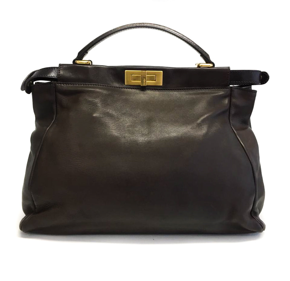 Bolsa Fendi Peekaboo Marrom Escuro Grande