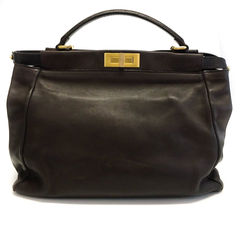 Bolsa Fendi Peekaboo Marrom Escuro Grande