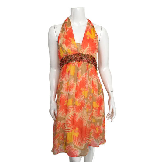 Vestido Diane Von Furstenberg Laranja e Amarelo Tam. 8