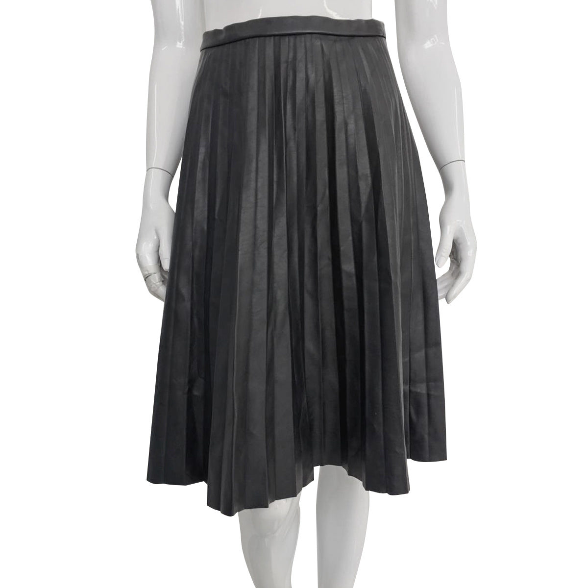 Saia J Crew Plissada Couro Preto Tam. 34 Br