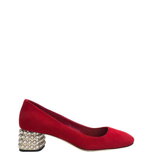 Sapato Miu Miu Crystal Block Vermelho Tam. 36