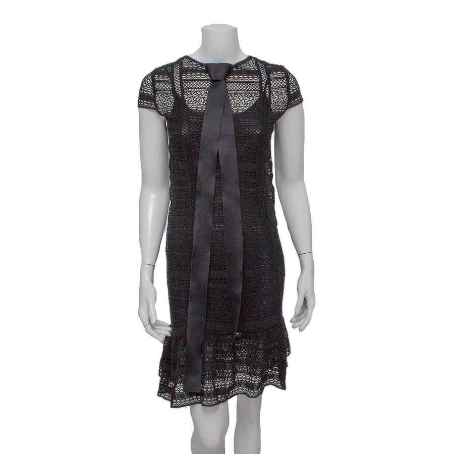 Vestido Carolina Herrera Preto Renda Tam. 38 Br