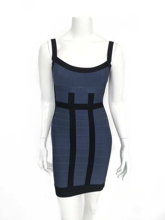 Herve Leger azul e preto tam XS